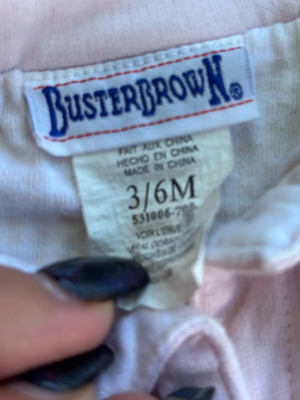 VINTAGE BUSTER BROWN PINK CAT GRAPHIC BUTTON UP JACKET SIZE 3/6 MONTHS
